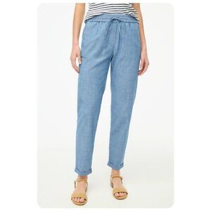 J. Crew Blue Chambray Drawstring Ankle Pant sz 16 100 cotton